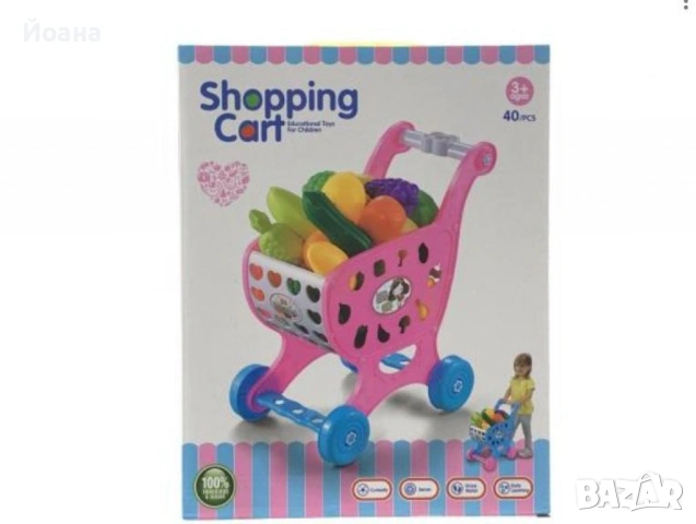 Пазарска количка за деца с аксесоари плодове и зеленчуци
