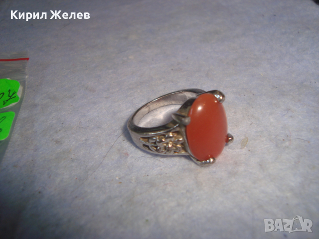 СРЕБРИСТ СТИЛНО ОРНАМЕНТИРАН ДАМСКИ АРТ ДЕКО ПРЪСТЕН с РОЗОВО КОТЕШКО ОКО 16727, снимка 7 - Пръстени - 36377524