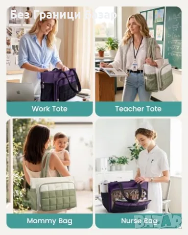 Нова Голяма дамска tote чанта LOVEVOOK 15.6 за лаптоп, работа, училище и пътуване, снимка 2 - Чанти - 55777823