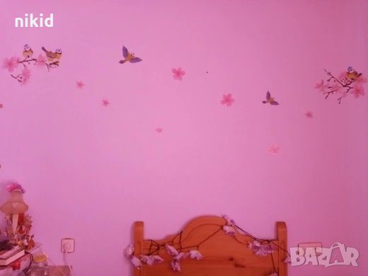 Птички на вишнев клон самозалепващ стикер лепенка за стена декор украса, снимка 5 - Други - 29550721