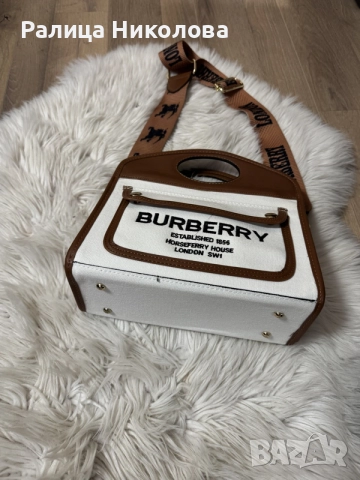 Нова чанта Burberry 
бяло и кафяво , снимка 3 - Чанти - 55777290