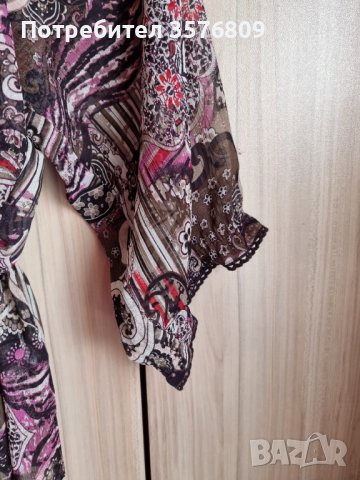 Красива, елегантна, прозрачна блуза, с три четвърти ръкав, в розова щампа , снимка 13 - Блузи с дълъг ръкав и пуловери - 39568498