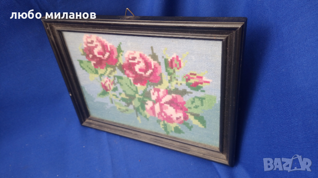 Гоблен, рози с рамка и стъкло, снимка 5 - Гоблени - 44734079