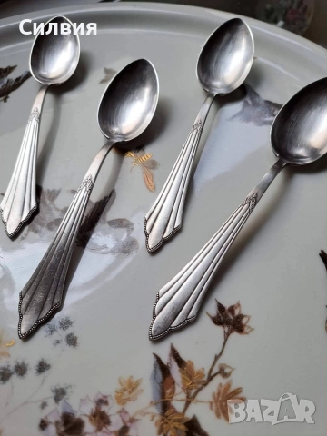Посребрени десертни лъжички , снимка 2 - Прибори за хранене, готвене и сервиране - 52719916