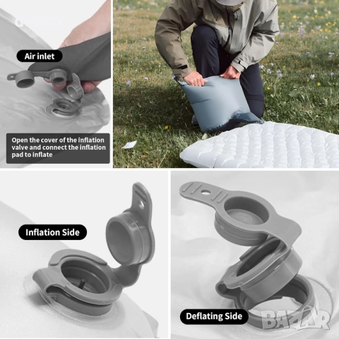 TENPLAY Надуваема постелка за спане от алуминиево фолио, къмпинг постелка, 190х65х12 см, снимка 7 - Надуваеми легла - 52088503