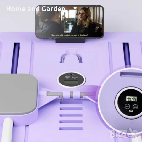 Фитнес дъска за пилатес 3 в 1 – ластици за съпротивление, таймер и стойка за телефон, снимка 4 - Фитнес уреди - 53993650