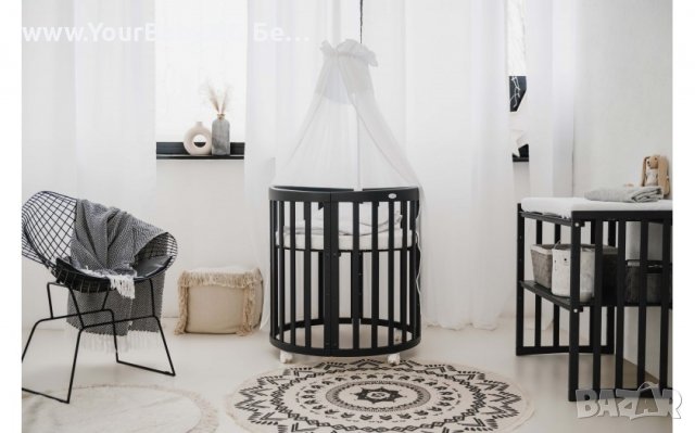 Кошара за Бебе Смарт 7в1 Овал, Детско Легло 0-10 год. - Цвят Графит, снимка 2 - Кошарки - 39411086