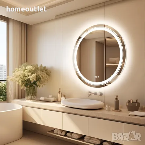 ПРОМОЦИЯ Кръгло огледало с LED осветление, 80см - LUVODI XMR-Y28-628-EU-V1, снимка 7 - Огледала - 49677068