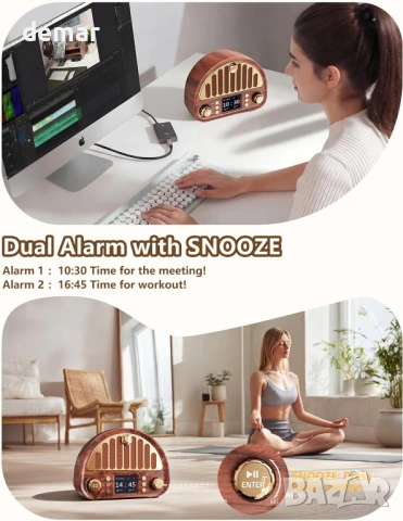 Винтидж DAB+/FM цифрово радио с Bluetooth, ретро преносимо, 3000mAh, снимка 7 - Радиокасетофони, транзистори - 54040290