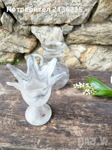 Мраморно стъкло – кана Peill Germany и ваза Herner Glas, снимка 10 - Антикварни и старинни предмети - 50186381