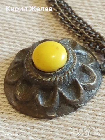 СТАР ЕТНО АРТ БРОНЗОВ МЕДАЛЬОН с БРОНЗИРАНА СТОМАНЕНА ВЕРИЖКА 31369, снимка 4 - Други ценни предмети - 52491689