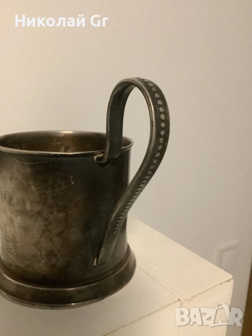 Поставка за чаши посребрен 1960 години производство СССР, снимка 3 - Антикварни и старинни предмети - 52618150