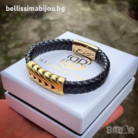 Мъжка Гривна от Кожа и Стомана