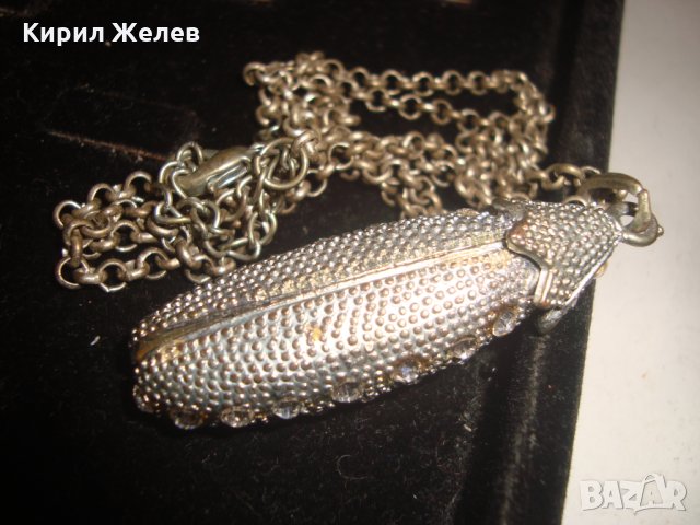 СРЕБРИСТО ОРИГИНАЛНО АРТ КОЛИЕ МЕДАЛЬОН с ВГРАДЕНИ ПЕРЛИЧКИ и КРИСТАЛИ 16565, снимка 11 - Колиета, медальони, синджири - 30711712