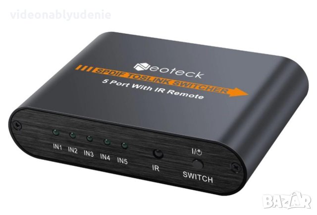 1X5 SPDIF TOSLINK Split Switcher Дистанционно Цифрово Оптично Аудио 1Изход 5Входа LPCM2 DTS DolbyAC3, снимка 4 - Ресийвъри, усилватели, смесителни пултове - 30893672