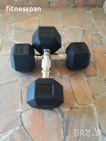 Хексалгенови дъмбел 2 бр. х 7,5 кг., снимка 3 - Фитнес уреди - 37596654