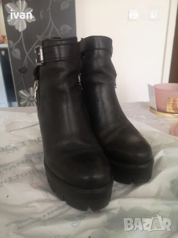 дамски боти с ток естествена кожа 38номер, снимка 2 - Дамски боти - 51866488