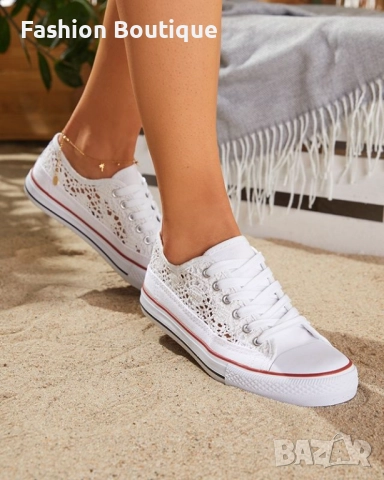 Италиански дамски кецове с дантела, последен 38 номер, снимка 6 - Маратонки - 51812089