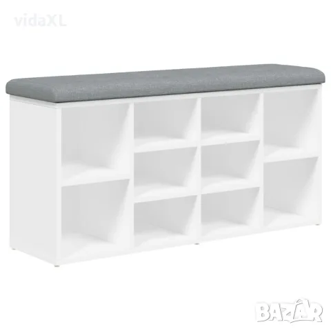 vidaXL Пейка за обувки, бяла, 102x32x50 см, инженерно дърво