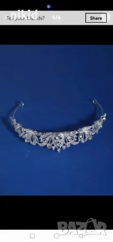 Сребриста декорирана метална корона тиара дамска детска закоса глава диадема, снимка 6 - Аксесоари за коса - 49852746