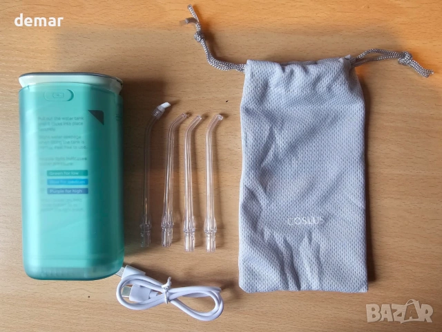 Преносим зъбен душ COSLUS с телескопичен резервоар 240 мл, 9 нива на налягане, зелен, снимка 2 - Други - 53924146