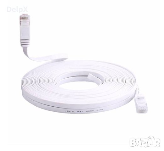 Кабел мрежов, плосък, UTP, LAN, PATCH, RJ45 8pin(м), CAT6, 1m, снимка 1 - Кабели и адаптери - 42641239