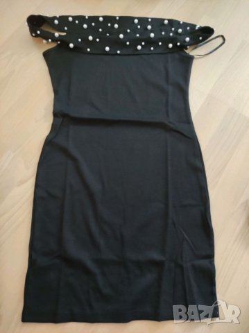 Къса черна рокля с перли, снимка 5 - Рокли - 26558359