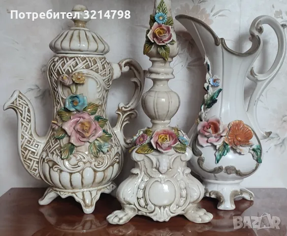 Порцеланова ваза Bassano и Capodimonte , снимка 6 - Антикварни и старинни предмети - 47962862