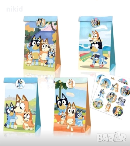 Блуи и Бинго Bluey and Bingo хартиени пакети торбички подаръчни опаковки + лепенка торба плик опаков, снимка 4 - Други - 48715835