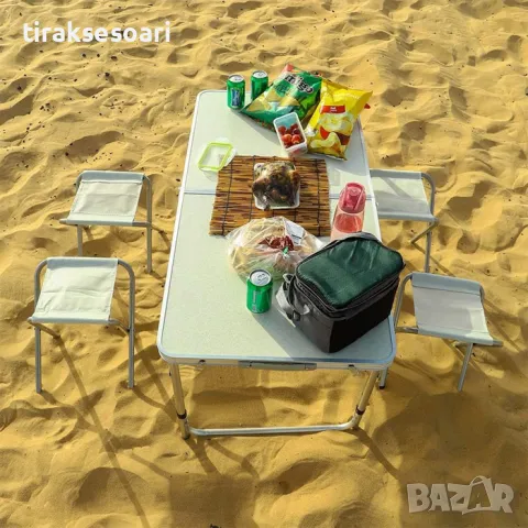 Маса за Къмпинг + 4 броя Столове сгъваема 120х60 см., снимка 6 - Къмпинг мебели - 49171496