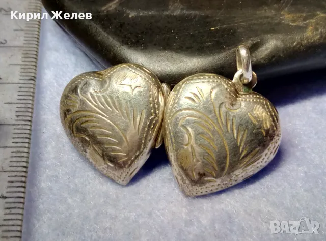 АрНУВО РЪЧНО ФЛОРАЛНО ОРНАМЕНТИРАН СРЕБЪРЕН МЕДАЛЬОН СЪРЧИЦЕ РАМКА За СНИМКИ СРЕБРО 925 АНГЛИЯ 30376