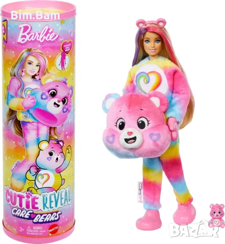 Кукла  Barbie Cutie Reveal Care Bears - Мече - 10 изненади / Mattel - 2 модела
