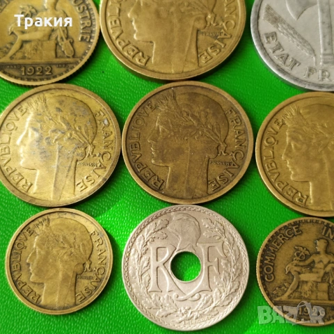 9 стари френски монети, снимка 4 - Нумизматика и бонистика - 54170604