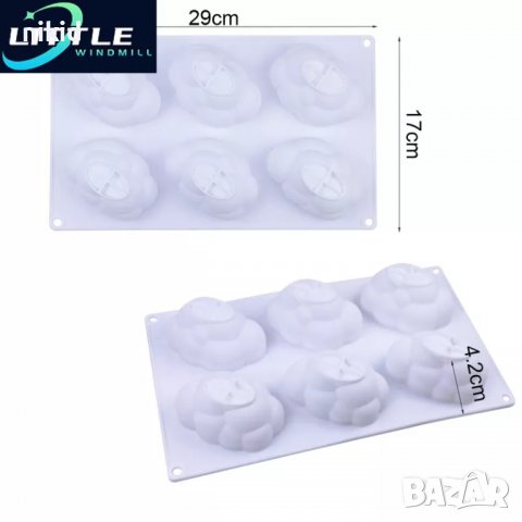 3D 6 бр Bubble  Облак Облаци мехури силиконов молд форма за десерти мус желе шоколад гипс свещ и др, снимка 2 - Форми - 37336810