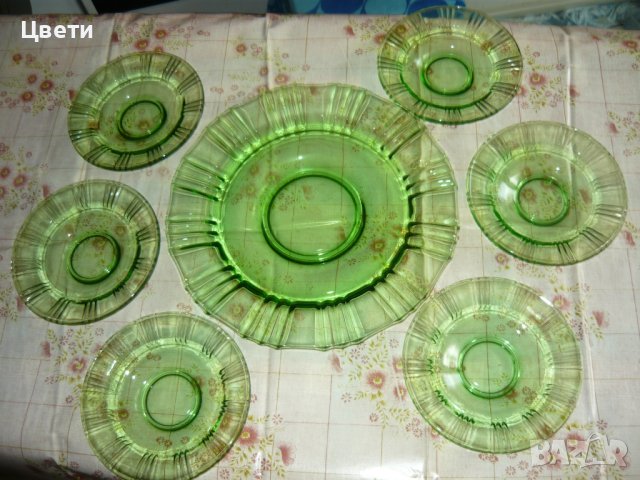 Сервиз тортени чинии в зелено - само 21.99 лв., снимка 5 - Чинии - 40842940