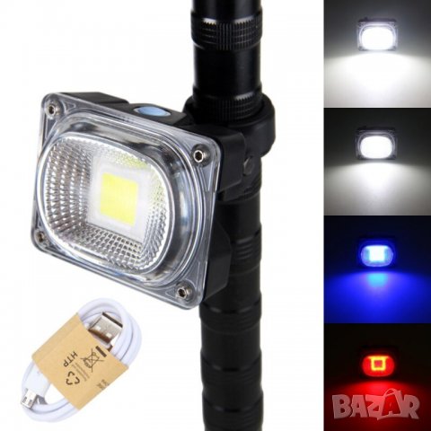 Акумулаторен COB LED фар 20W, 500lm за велосипед , снимка 3 - Части за велосипеди - 37753303