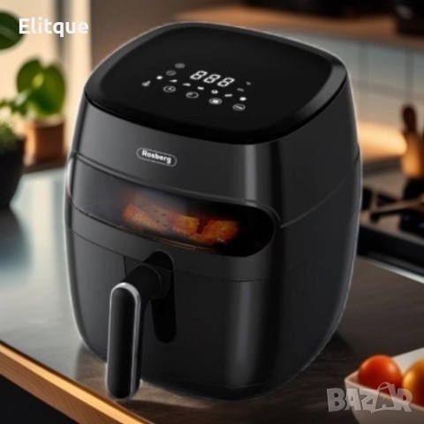 Фритюрник AirFryer , 1350W, 5.2л., LED дисплей, Горещ въздух, Таймер, до 200°C, Черен, снимка 3 - Друга електроника - 52709731