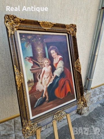Уникална антикварна авторска майсторска белгийска картина масло върху платно, снимка 6 - Антикварни и старинни предмети - 51050177