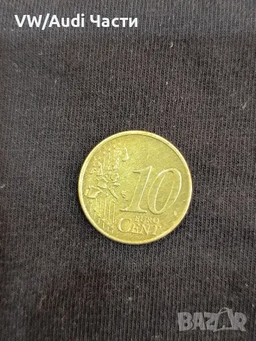 Монета 10 евро цента Германия 2002г. Бранденбургска врата / рядка минт / буква J 
