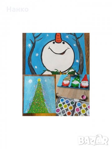 Ръчно рисувани Коледни картини, снимка 1 - Картини - 31064283