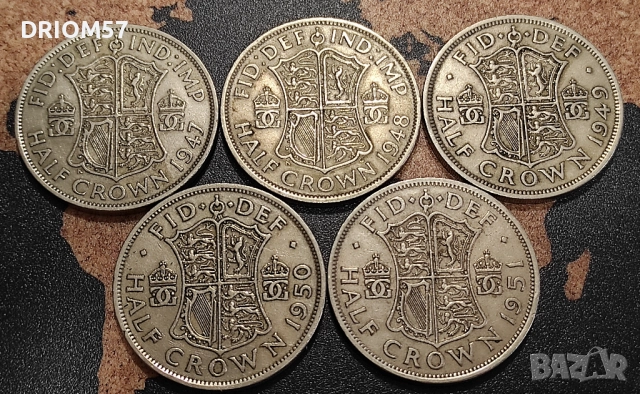 Монети Великобритания- 5 бр› Крал Джордж VI[1947-1951]