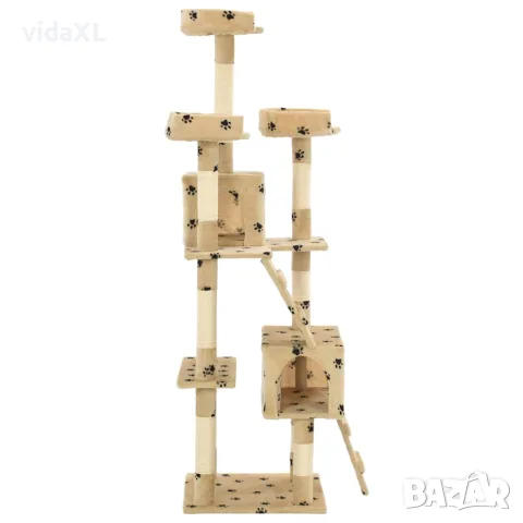 vidaXL Котешко дърво със сизалени стълбове, 170 см, бежово, на лапички, снимка 2 - За котки - 56146210