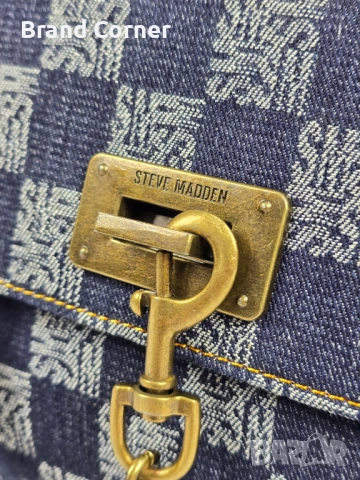 Нова дамска чанта Steve Madden деним с верижка и дълга дръжка, снимка 3 - Чанти - 54354501