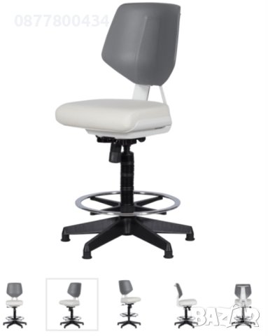 Луксозен стол за зъболекари,за лаборатория,за каса в магазини-мека дебела седалка с еко кожа и ринг 