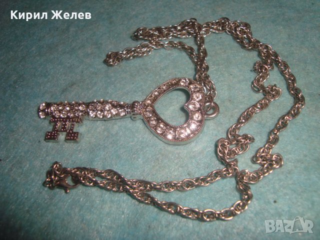 СКЪПОЦЕННО ПОСРЕБРЕНО КЛЮЧЕ - ПЕНДАНТ АРТ НУВО СТИЛ ВИСУЛКА с КРАСИВА ВЕРИЖКА 12604, снимка 3 - Колиета, медальони, синджири - 35364253