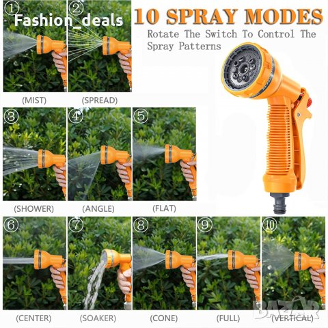 Пистолет за градински маркуч 10 струи поливане на растения, миене кола, снимка 3 - Напояване - 36788120