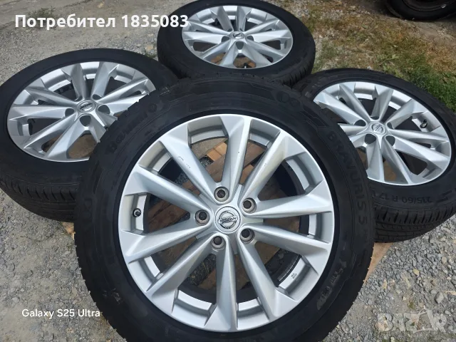 Лети джанти 17ки 5х114.3 Nissan + летни гуми 215/60/17 Barum