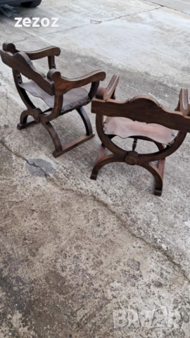 Антикварни кресла масив и кожа, снимка 10 - Дивани и мека мебел - 51846976