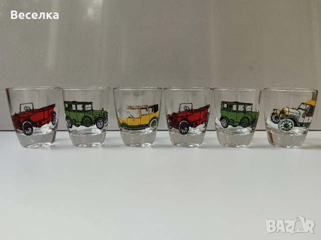 Комплект 6 бр чашки с ретро автомобили , снимка 2 - Антикварни и старинни предмети - 50964443