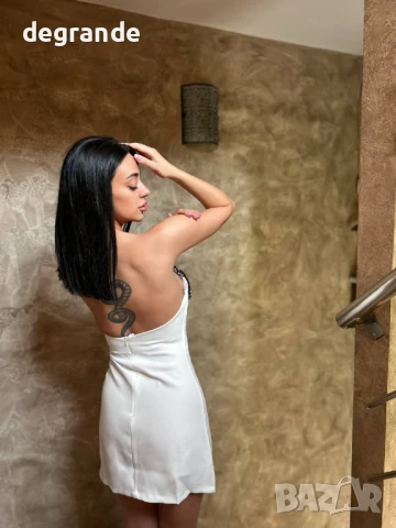 Бяла рокля с панделка, снимка 3 - Рокли - 50870438